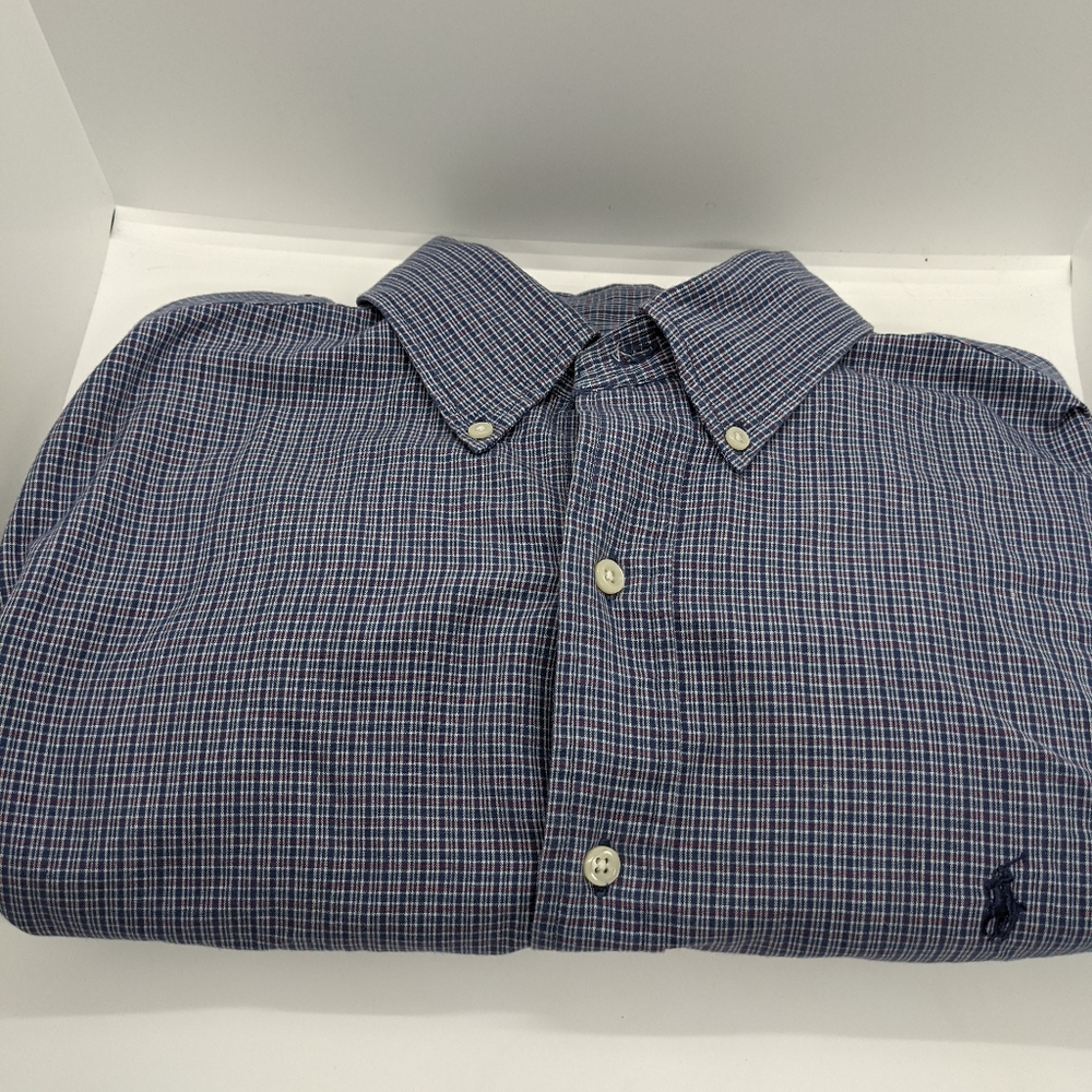 Ralph Lauren Blaire Sleeve Blue Plaid Button Up Sh